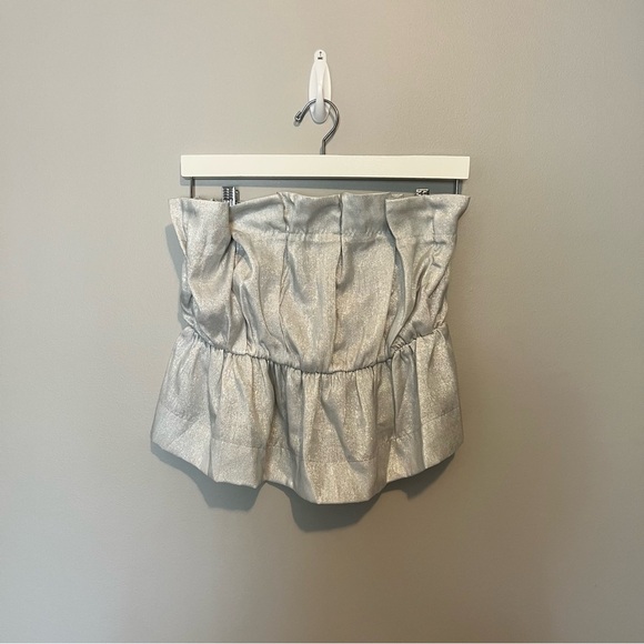 Silver Metallic Peplum Top - Picture 1 of 4